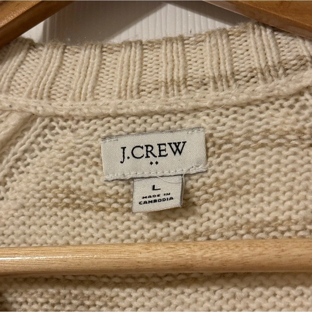 J. Crew Raglan Space Dyed Crew Neck Sweater cream and tan size large